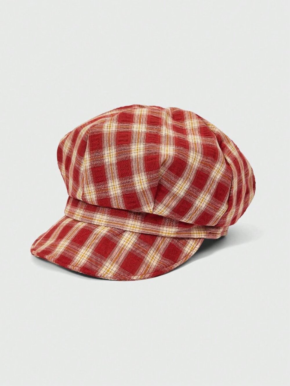 Red Elegant Women's Plaid Contrast Mesh Beret Hat